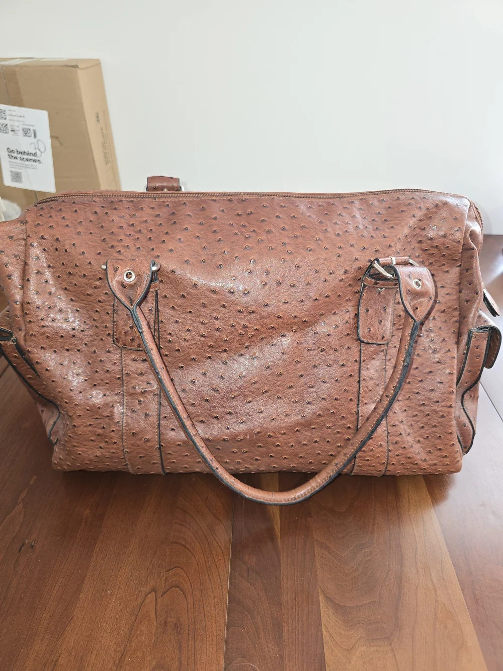 Bueno Brown Ostrich Textured Duffle Tote Bag - Men Bags